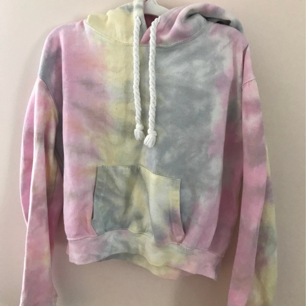 Tie dye pastel cropped hoodie
